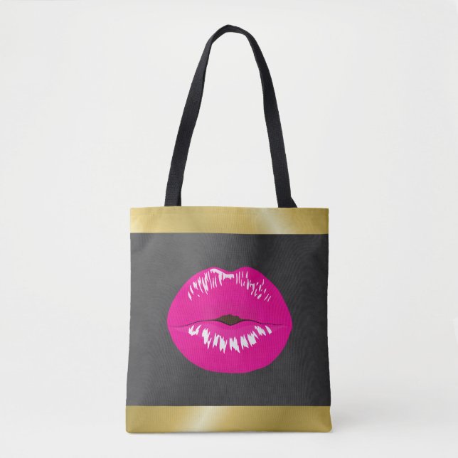 Bolso De Tela Ilustracion glamoroso de los labios rosados calien (Anverso)