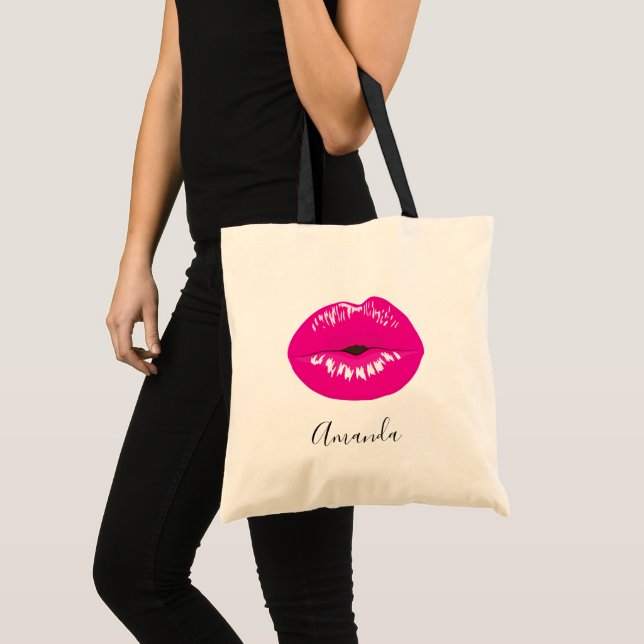 Bolso De Tela Ilustracion glamoroso de los labios rosados calien (Anverso (producto))