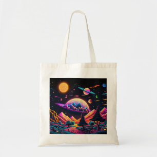 Bolso De Tela Ilustracion horizontal del paisaje futuro