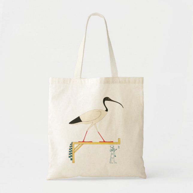 Bolso De Tela Ilustracion Ibis y camiseta jeroglífica suave (Frente)