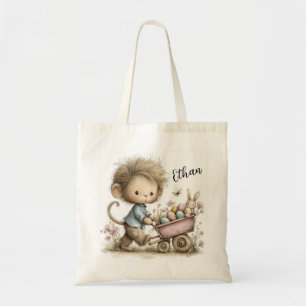 Bolso De Tela Ilustración juguetona de mono de Pascua 