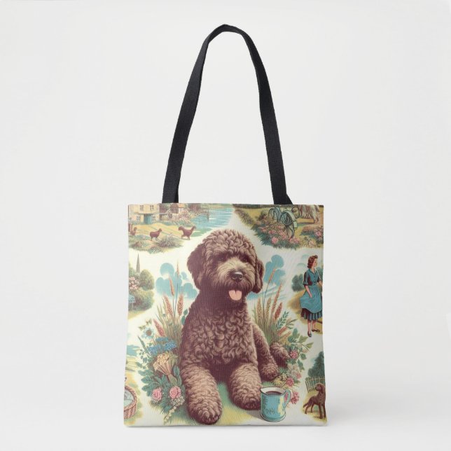 Bolso De Tela Ilustracion Lagotto Romagnolo (Anverso)