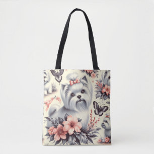 Bolso De Tela Ilustracion maltés vintage