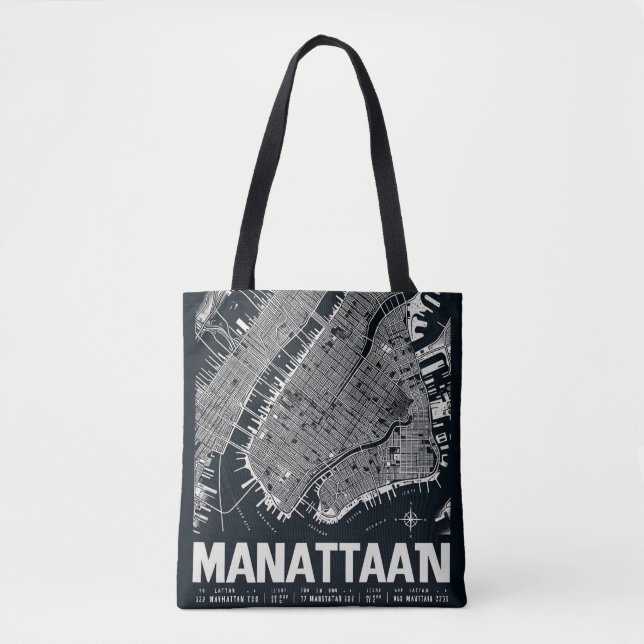 Bolso De Tela Ilustracion Mapa de Manhattan (Anverso)