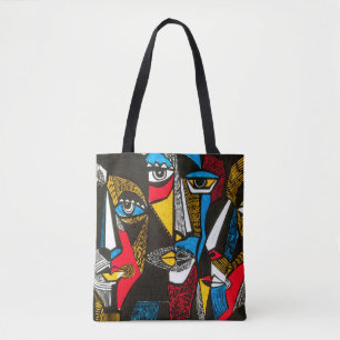 Bolso De Tela Ilustracion moderno de estilo linocut. Color surre