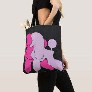 Bolso De Tela Ilustracion moderno de la pareja Pink Poodle