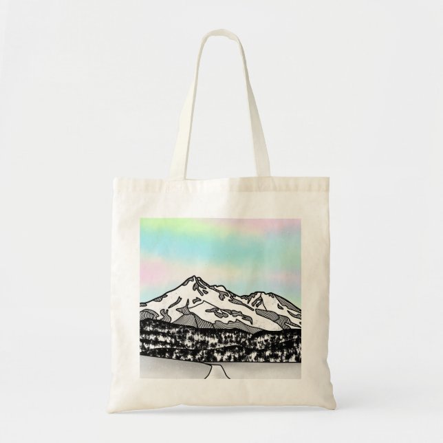 Bolso De Tela Ilustracion paisajístico Monte Shasta (Frente)
