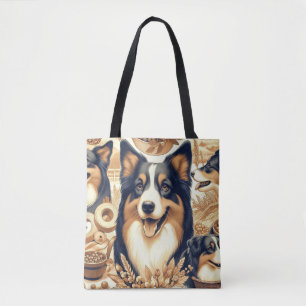 Bolso De Tela Ilustracion Pastor Australiano Retro