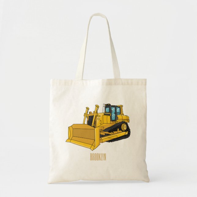 Bolso De Tela Ilustracion personalizado Bulldozer (Frente)