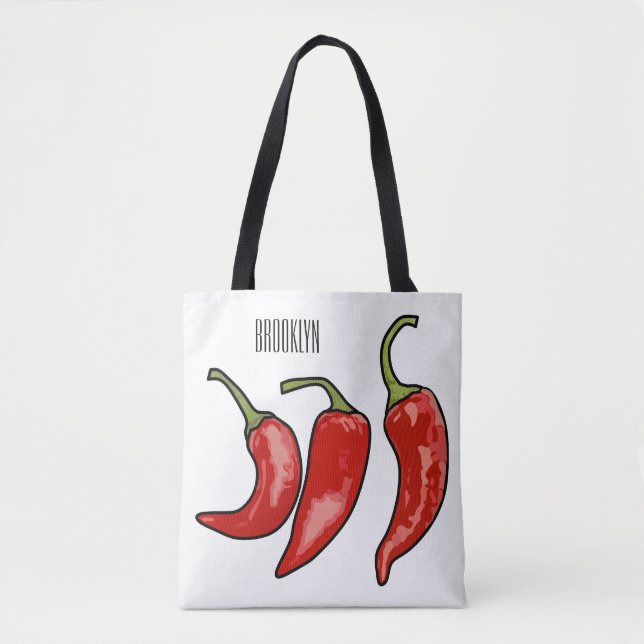 Bolso De Tela Ilustracion personalizado Chili (Anverso)