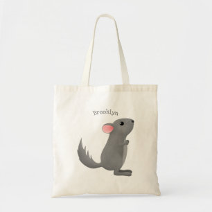 Bolso De Tela Ilustracion personalizado chinchilla gris suave