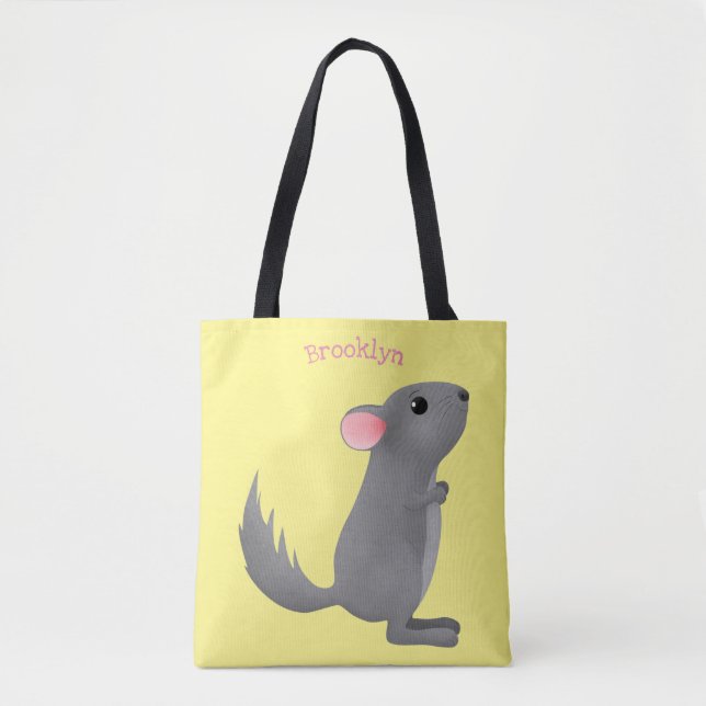 Bolso De Tela Ilustracion personalizado chinchilla gris suave (Anverso)
