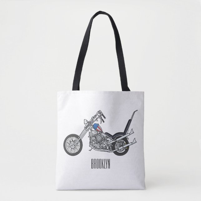 Bolso De Tela Ilustracion personalizado Chopper Motorcycle 1950 (Anverso)