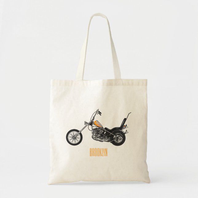 Bolso De Tela Ilustracion personalizado Chopper Motorcycle 1950 (Frente)