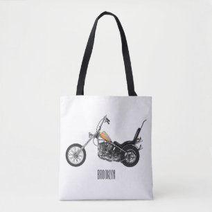 Bolso De Tela Ilustracion personalizado Chopper Motorcycle 1950