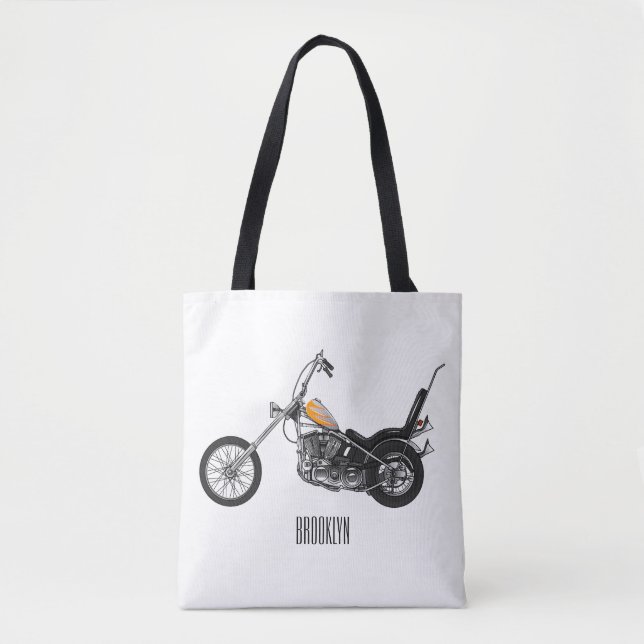 Bolso De Tela Ilustracion personalizado Chopper Motorcycle 1950 (Anverso)