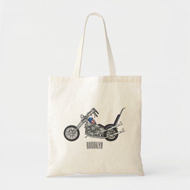 Bolso De Tela Ilustracion personalizado Chopper Motorcycle 1950 (Frente)