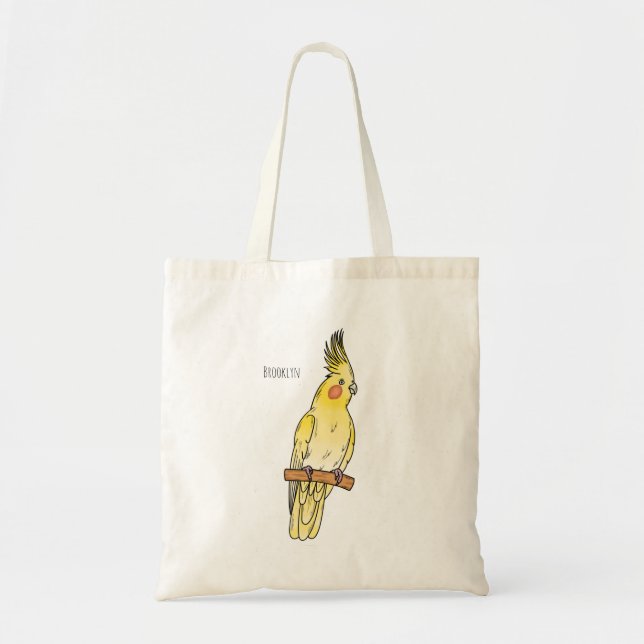 Bolso De Tela Ilustracion personalizado de aves de Cockatiel (Frente)