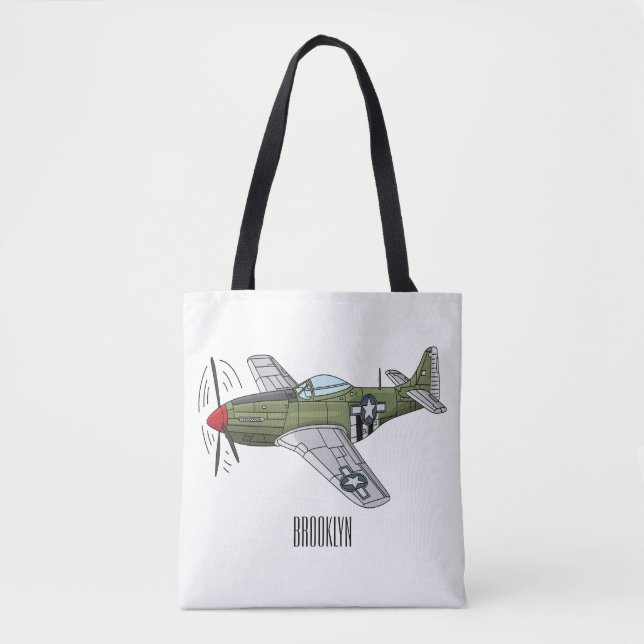 Bolso De Tela Ilustracion personalizado de avión militar (Anverso)