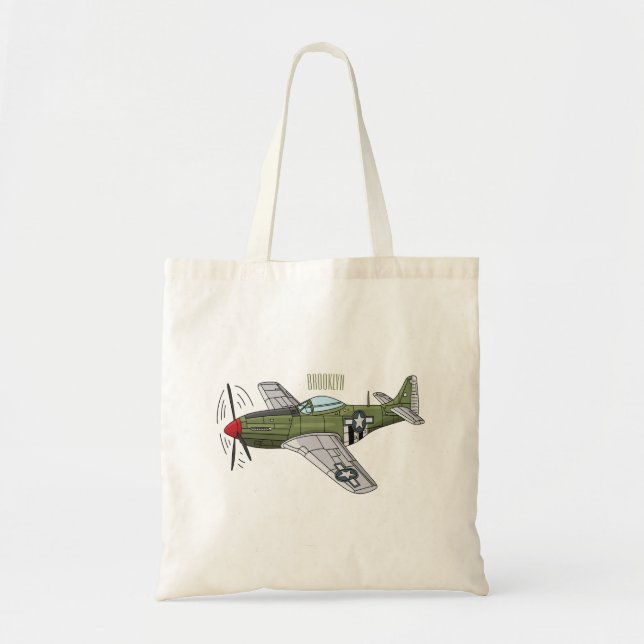 Bolso De Tela Ilustracion personalizado de avión militar (Frente)