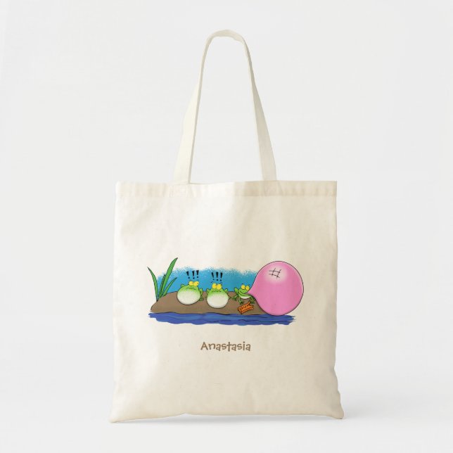 Bolso De Tela Ilustracion personalizado de bblegum de ranas grac (Frente)