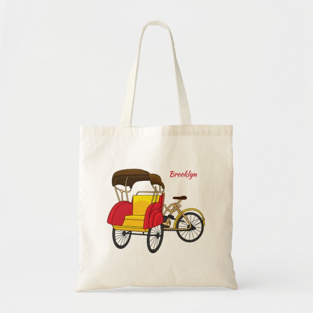 Bolso De Tela Ilustracion personalizado de bicitaxi (Frente)