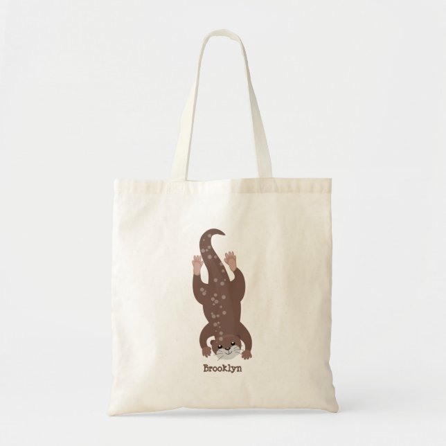 Bolso De Tela Ilustracion personalizado de buceo con nutria (Frente)