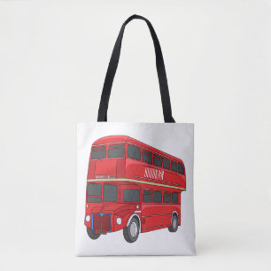 Bolso De Tela Ilustracion personalizado de bus de dos pisos