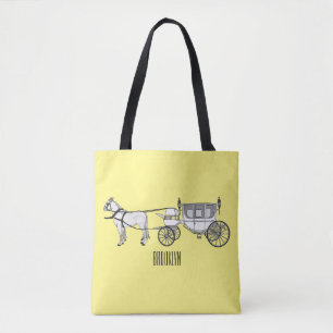 Bolso De Tela ilustracion personalizado de caballos y carruajes