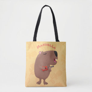 Bolso De Tela Ilustracion personalizado de capybara ukulele cant