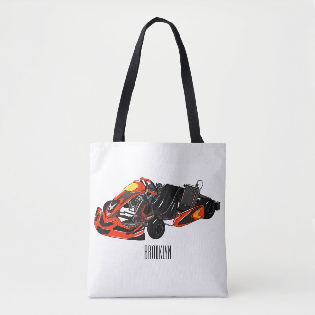 Bolso De Tela Ilustracion personalizado de carreras de Kart (Anverso)