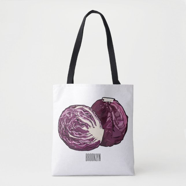 Bolso De Tela Ilustracion personalizado de col roja (Anverso)
