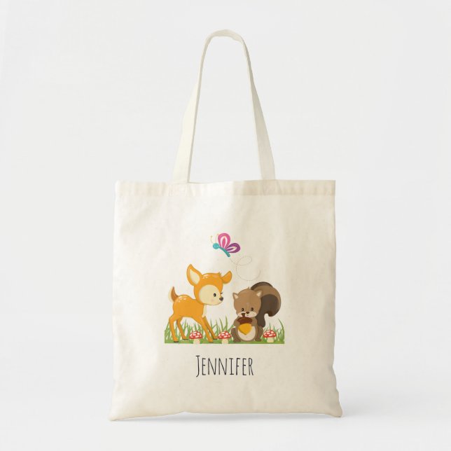 Bolso De Tela Ilustracion Personalizado de criaturas de bosques  (Frente)