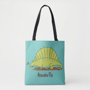 Bolso De Tela Ilustracion personalizado de dimetrodon verde lind