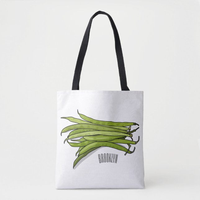 Bolso De Tela Ilustracion personalizado de frijol verde (Anverso)