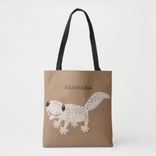 Bolso De Tela Ilustracion personalizado de gecko de color marrón