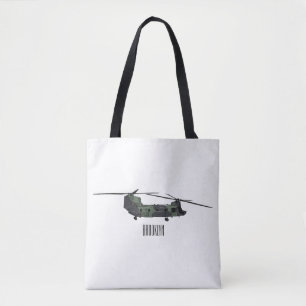 Bolso De Tela Ilustracion personalizado de helicóptero del ejérc