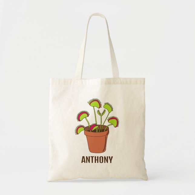 Bolso De Tela Ilustracion personalizado de la planta de trampa d (Frente)