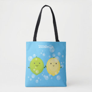Bolso De Tela Ilustracion personalizado de lima de limón feliz