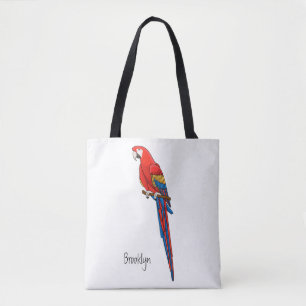 Bolso De Tela Ilustracion personalizado de loro de macao escarla