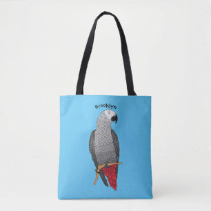 Bolso De Tela Ilustracion personalizado de loro gris africano