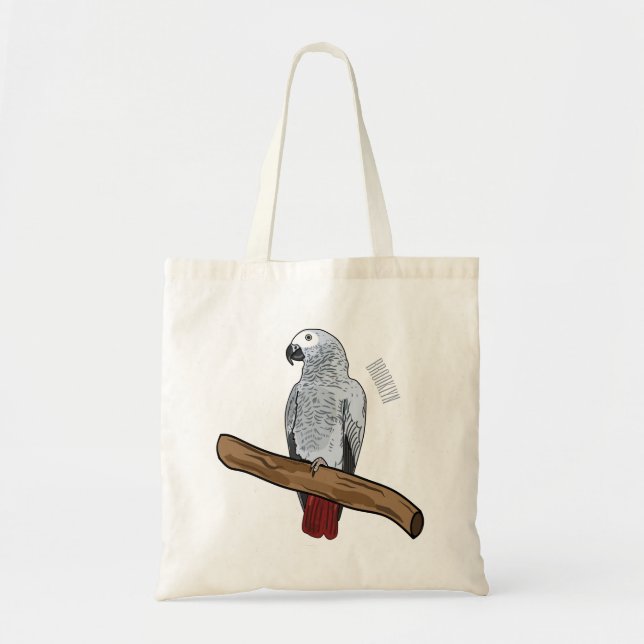 Bolso De Tela Ilustracion personalizado de loro gris africano (Frente)