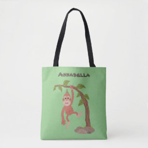Bolso De Tela Ilustracion personalizado de orangután bebé feliz
