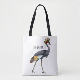 Bolso De Tela Ilustracion personalizado de pájaro grullo coronad