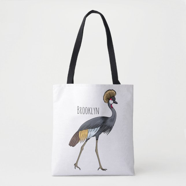 Bolso De Tela Ilustracion personalizado de pájaro grullo coronad (Anverso)