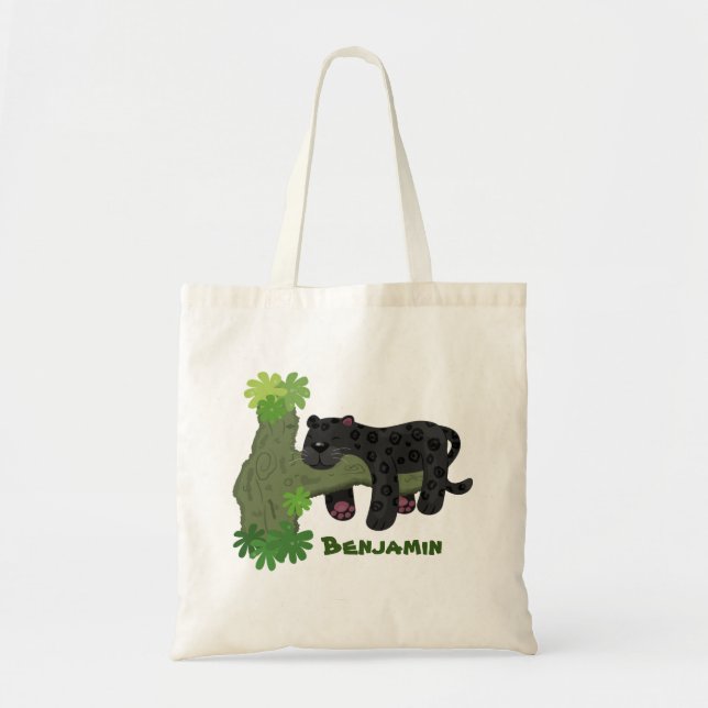 Bolso De Tela Ilustracion personalizado de pantera negra de jagu (Frente)