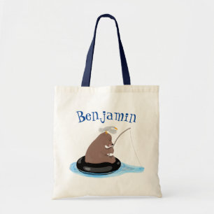 Bolso De Tela Ilustracion personalizado de pesca de cachorro de