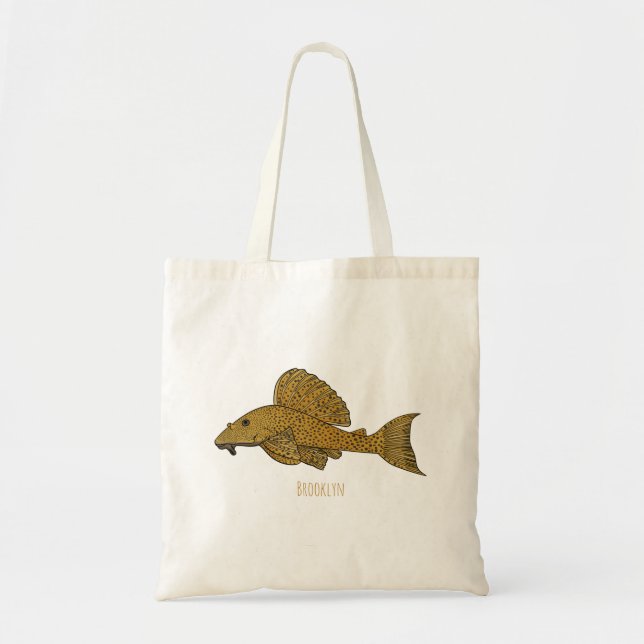 Bolso De Tela Ilustracion personalizado de pescado Pleco (Frente)