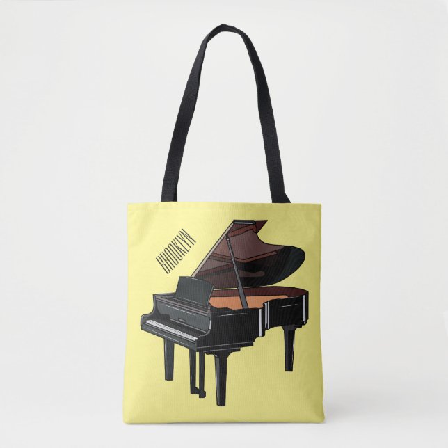 Bolso De Tela Ilustracion personalizado de piano (Anverso)