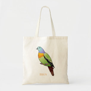 Bolso De Tela Ilustracion personalizado de pichón verde de cuell